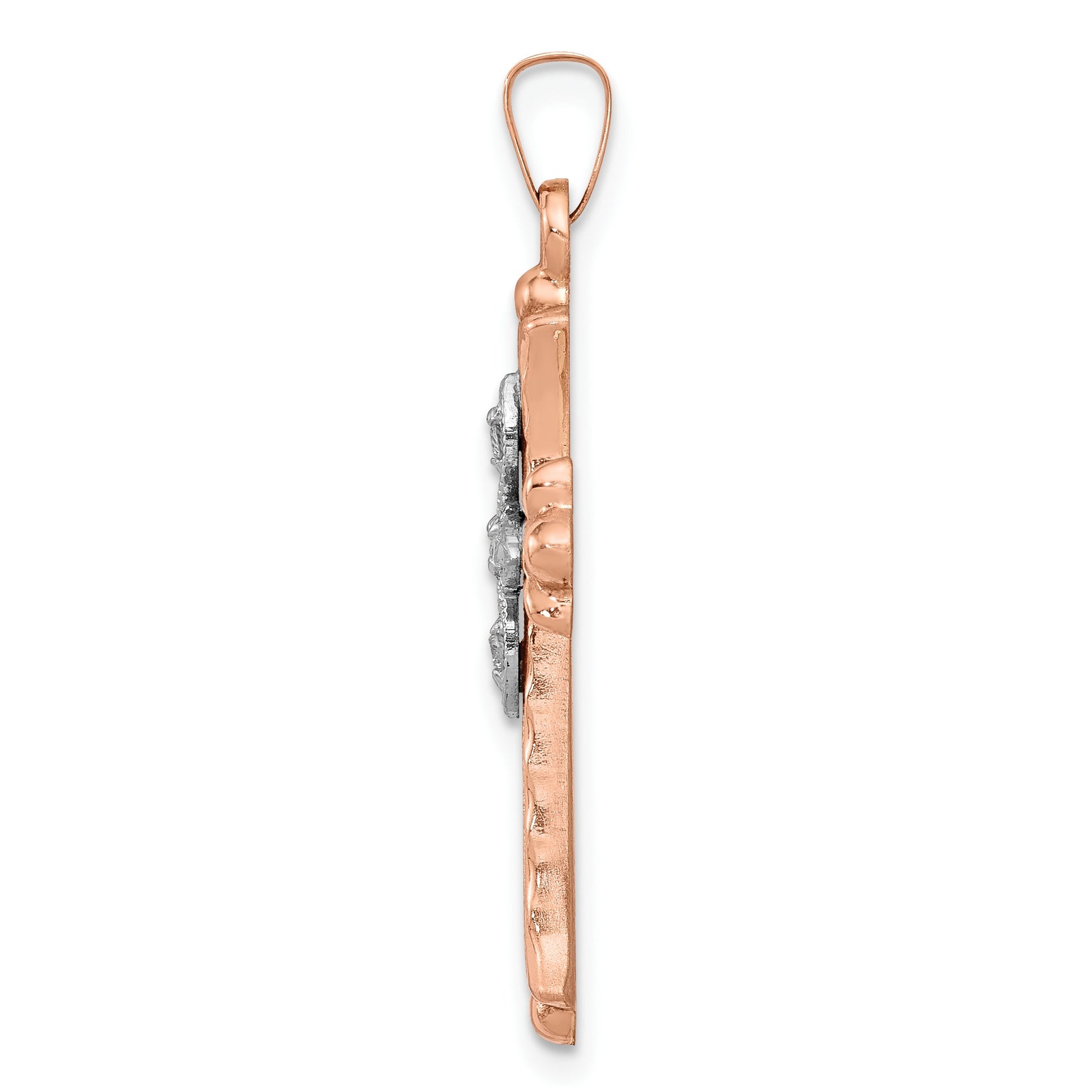 14k Two-tone 1/20 carat Diamond Cross Pendant