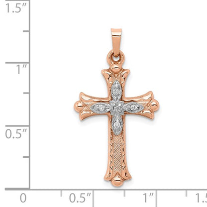 14k Two-tone 1/20 carat Diamond Cross Pendant