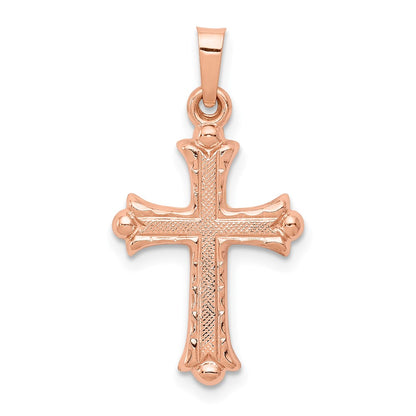 14k Rose Gold Heart Hollow Cross Pendant