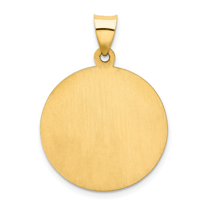 14k Polished and Satin Hollow Our Lady of Guadalupe Medal Round Pendant