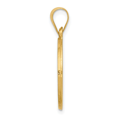 14k Polished and Satin Hollow Our Lady of Lourdes Medal Round Pendant