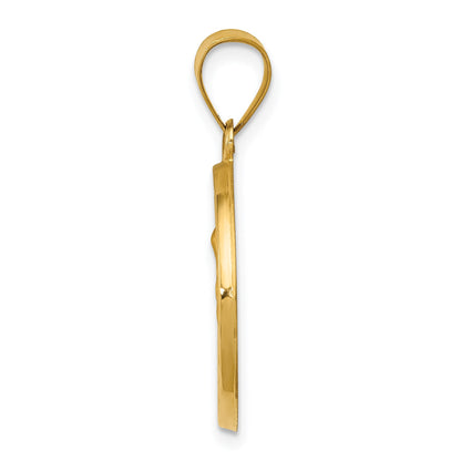 14k Polished and Satin Hollow St. Anne Medal Pendant