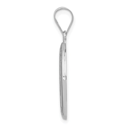 14k White Gold Polished and Satin Hollow St. Anthony Medal Oval Pendant
