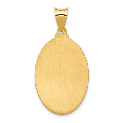 14k Polished and Satin Hollow St. Anthony Medal Oval Pendant
