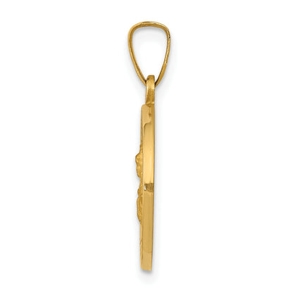14k Polished and Satin Hollow St. Barbara Medal Pendant