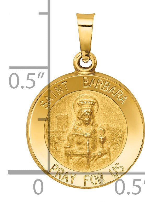 14k Polished and Satin Hollow St. Barbara Medal Pendant