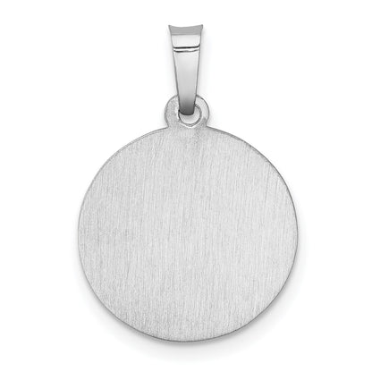 14k White Gold Polished and Satin Hollow St Christopher Medal Pendant
