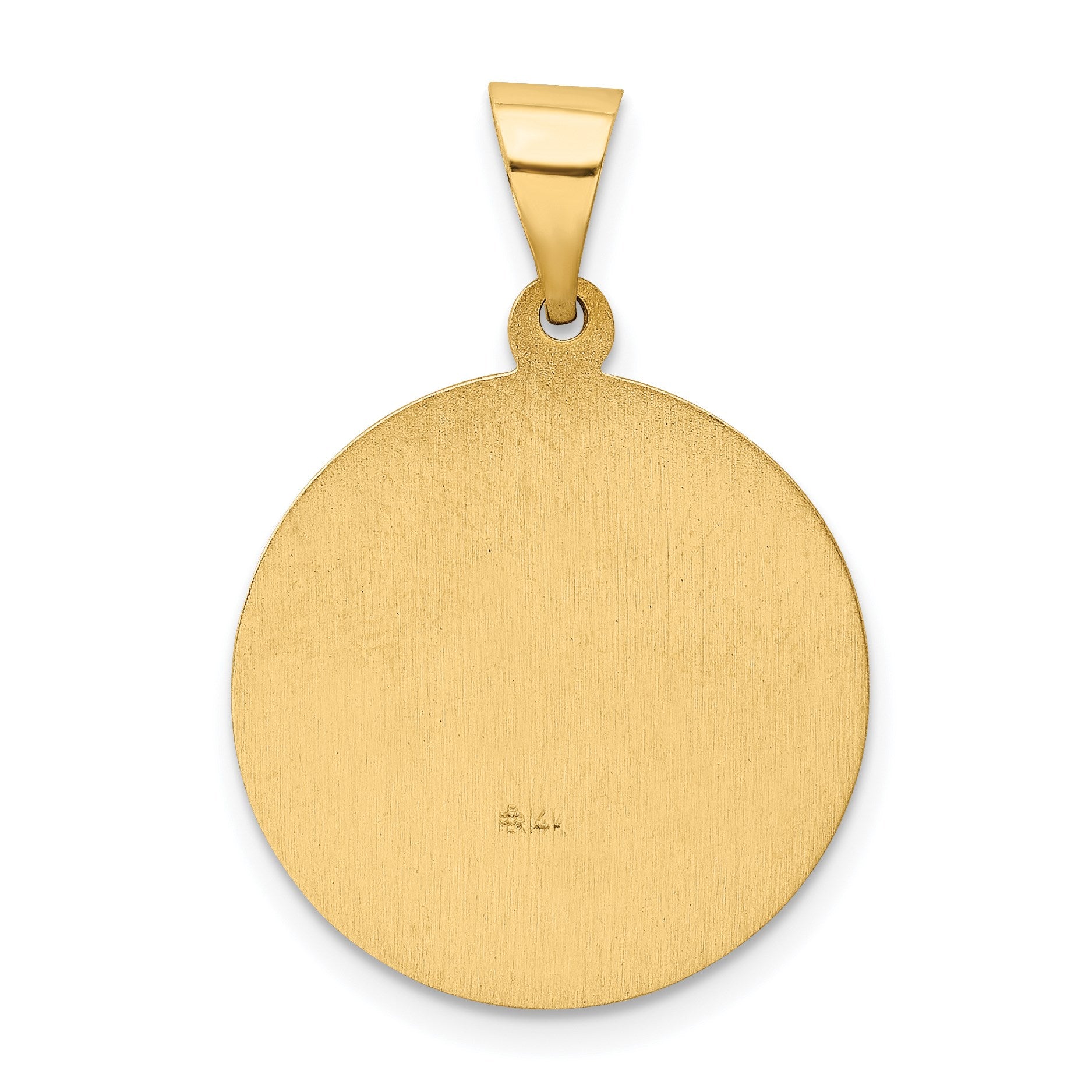 14k Polished and Satin Hollow St Edward Medal Round Pendant