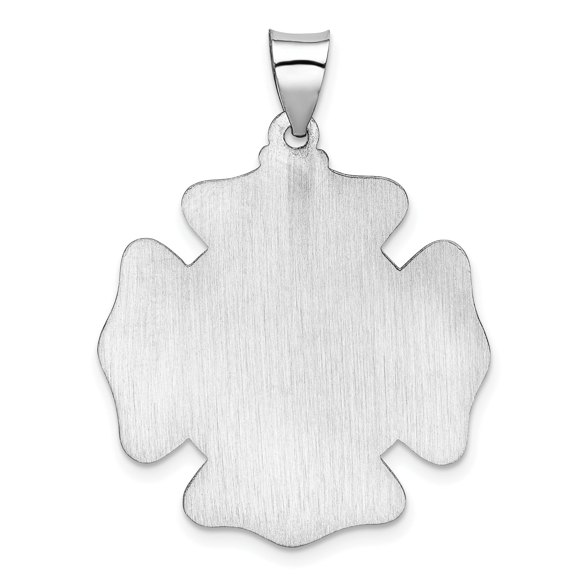 14k White Gold Polished and Satin Hollow St Florian Badge F.D. Medal Pendant