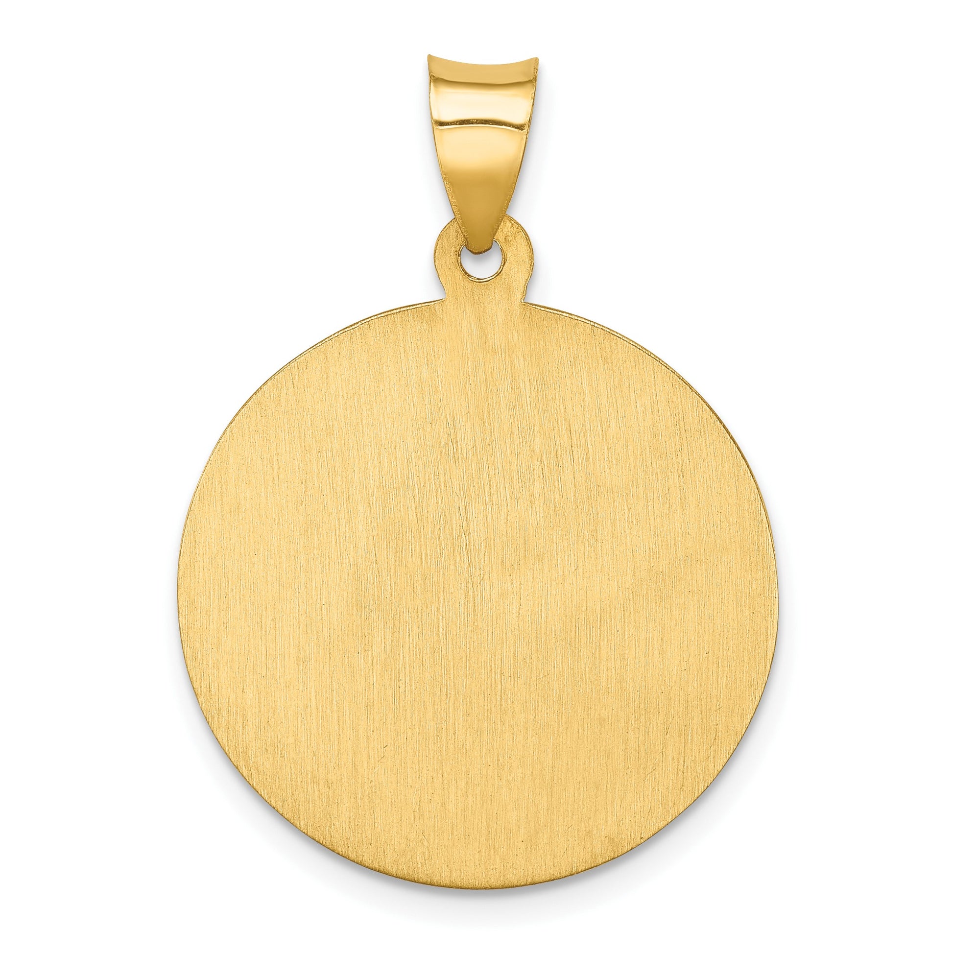 14k Polished and Satin Hollow St Florian Medal Round Pendant
