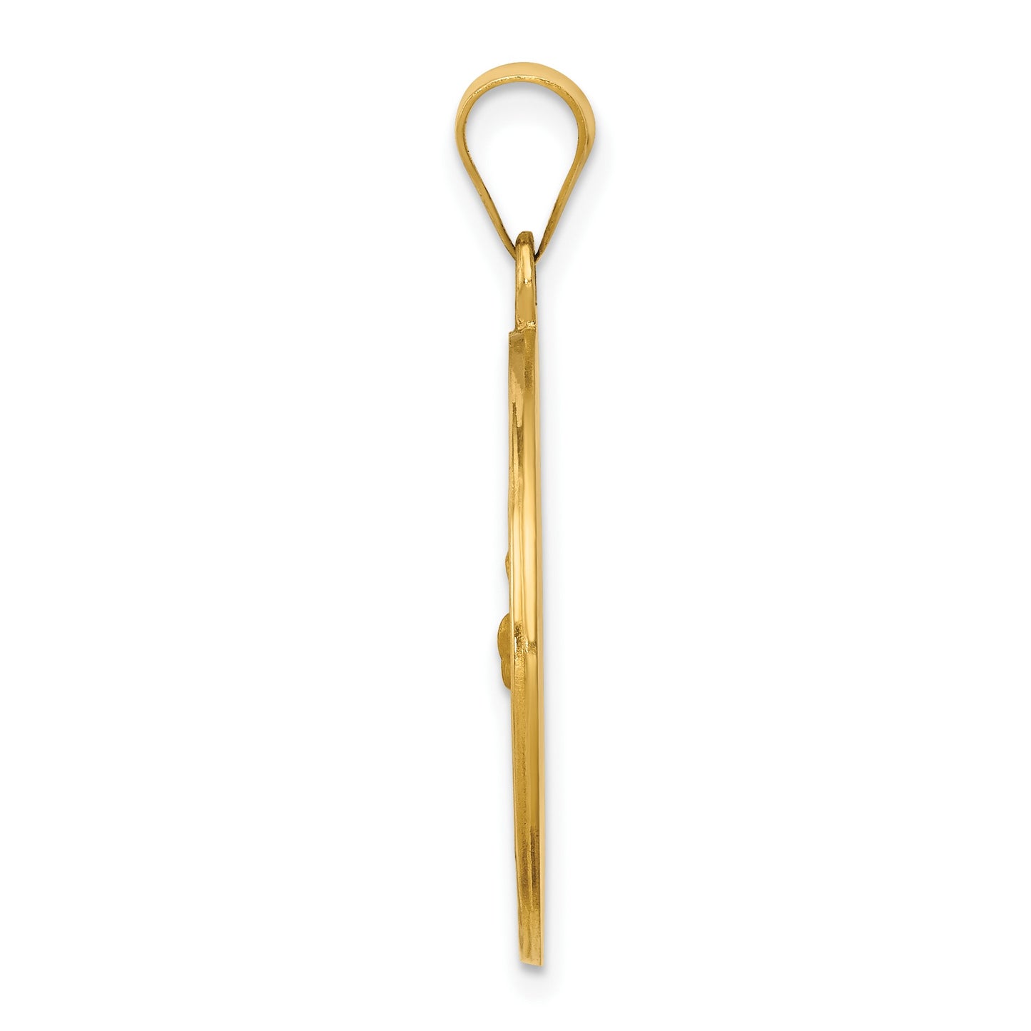 14k Polished and Satin Hollow St Francis Medal Round Pendant
