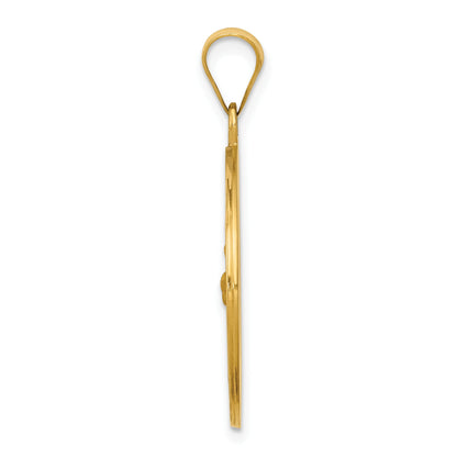 14k Polished and Satin Hollow St Francis Medal Round Pendant