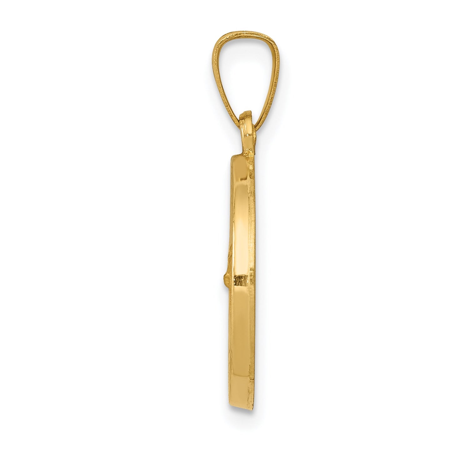 14k Polished and Satin Hollow Saint Gerard Medal Round Charm