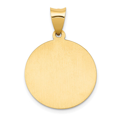 14k Polished and Satin Hollow St John the Baptist Medal Round Pendant