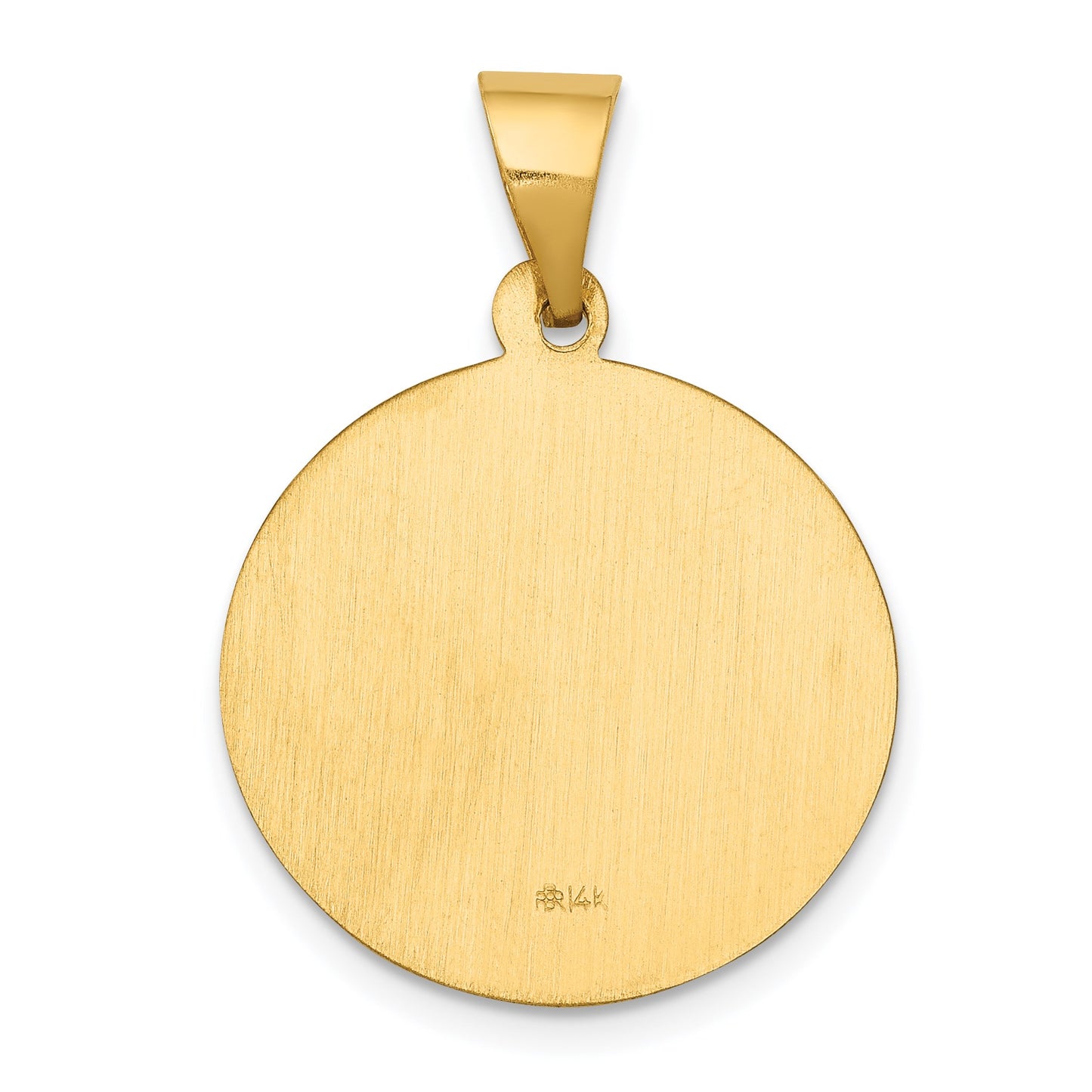 14k Polished and Satin Hollow St John the Baptist Medal Round Pendant