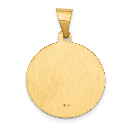 14k Polished and Satin Hollow St John the Baptist Medal Round Pendant