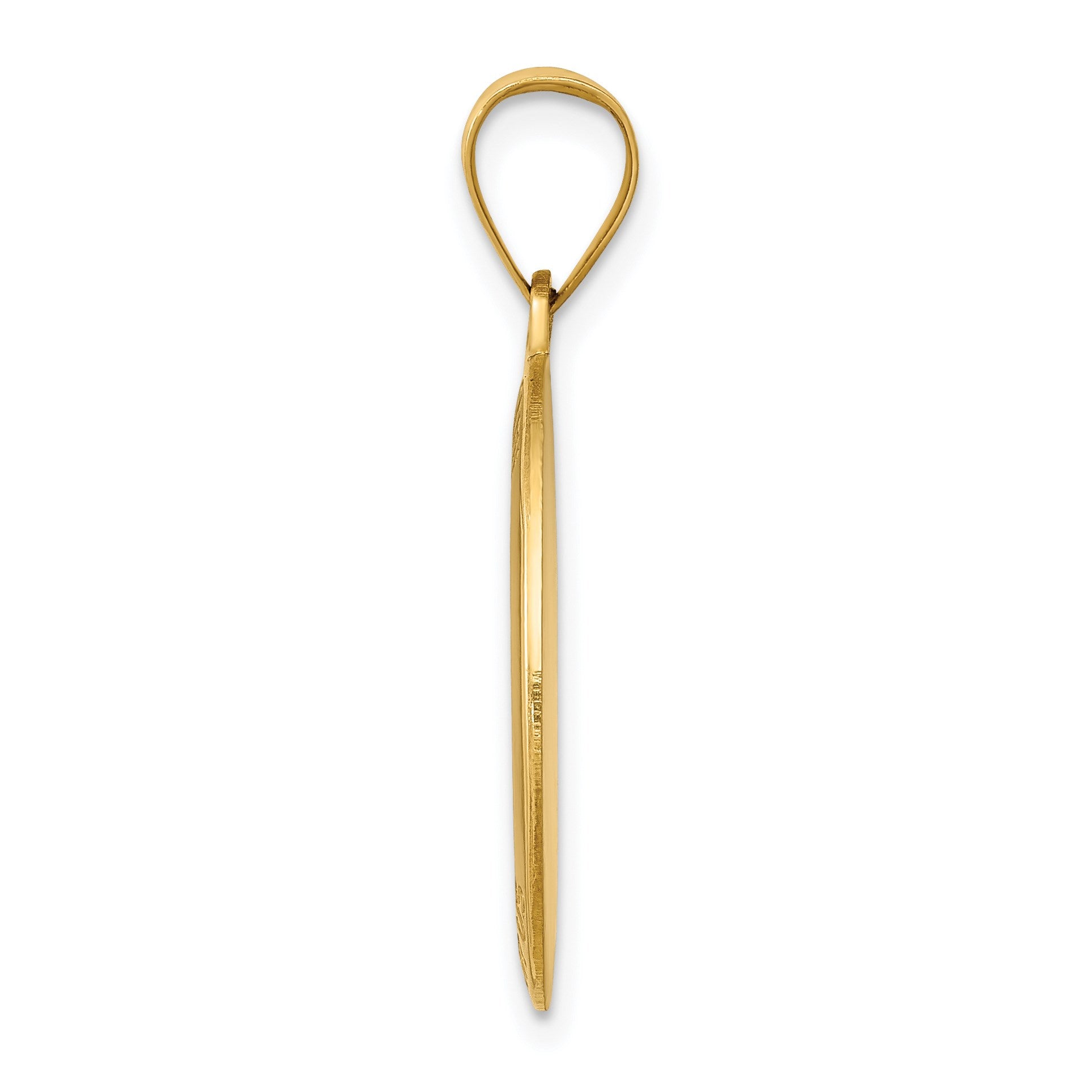 14k Polished and Satin Hollow St Joseph Medal Oval Pendant