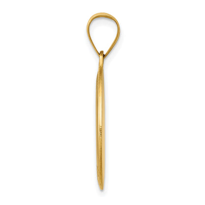 14k Polished and Satin Hollow St Joseph Medal Oval Pendant