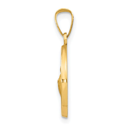 14k Polished and Satin Hollow St Jude Thaddeus Medal Round Pendant