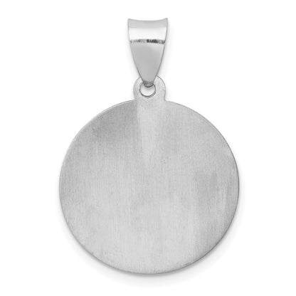 14K White Gold Polish/Satin St Jude Thaddeus Medal Hollow Pendant