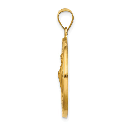 14k Polished and Satin Large Hollow St. Jude Thaddeus Medal Round Pendant