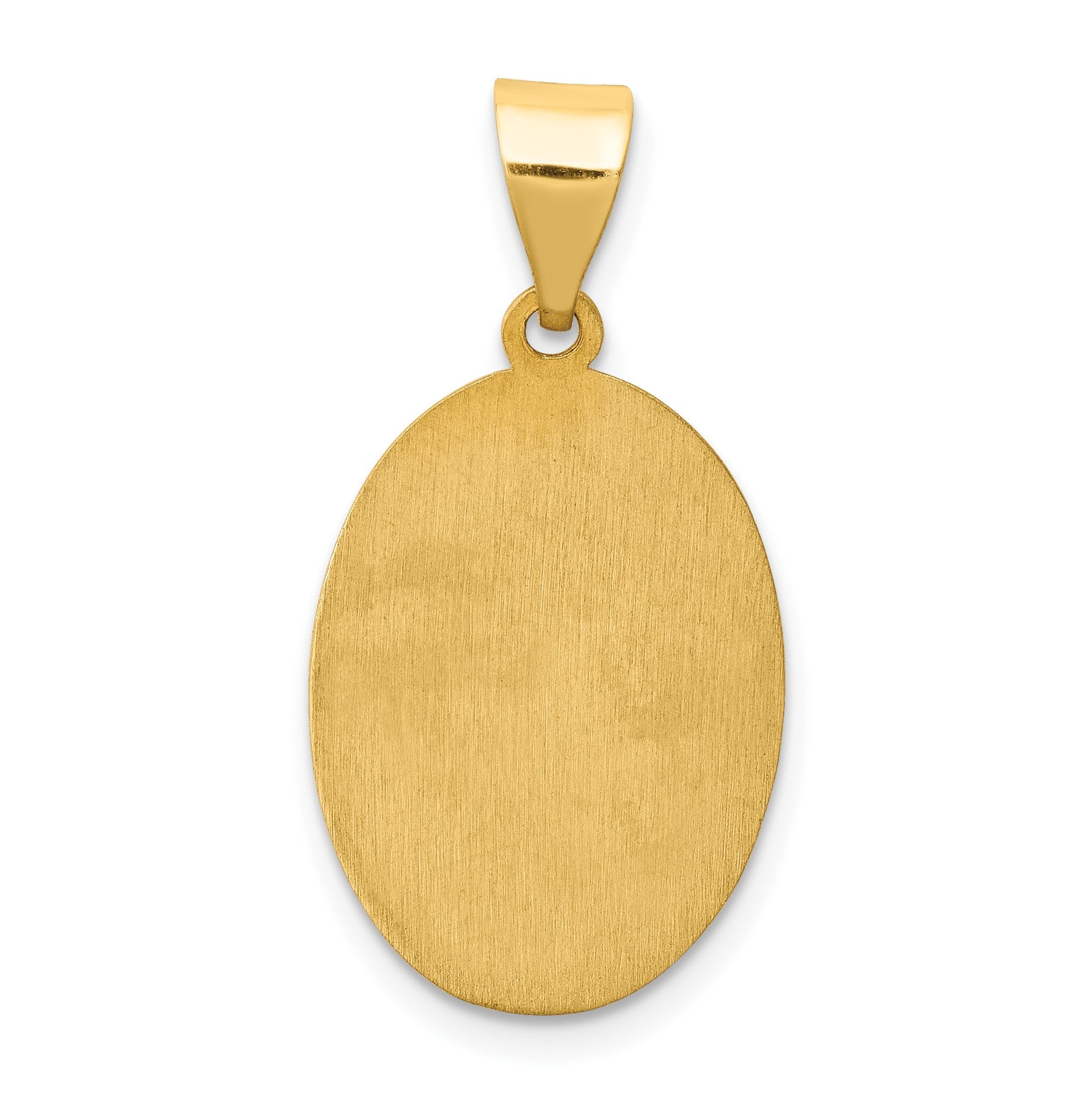 14k Polished and Satin Hollow St Jude Thaddeus Medal Oval Pendant