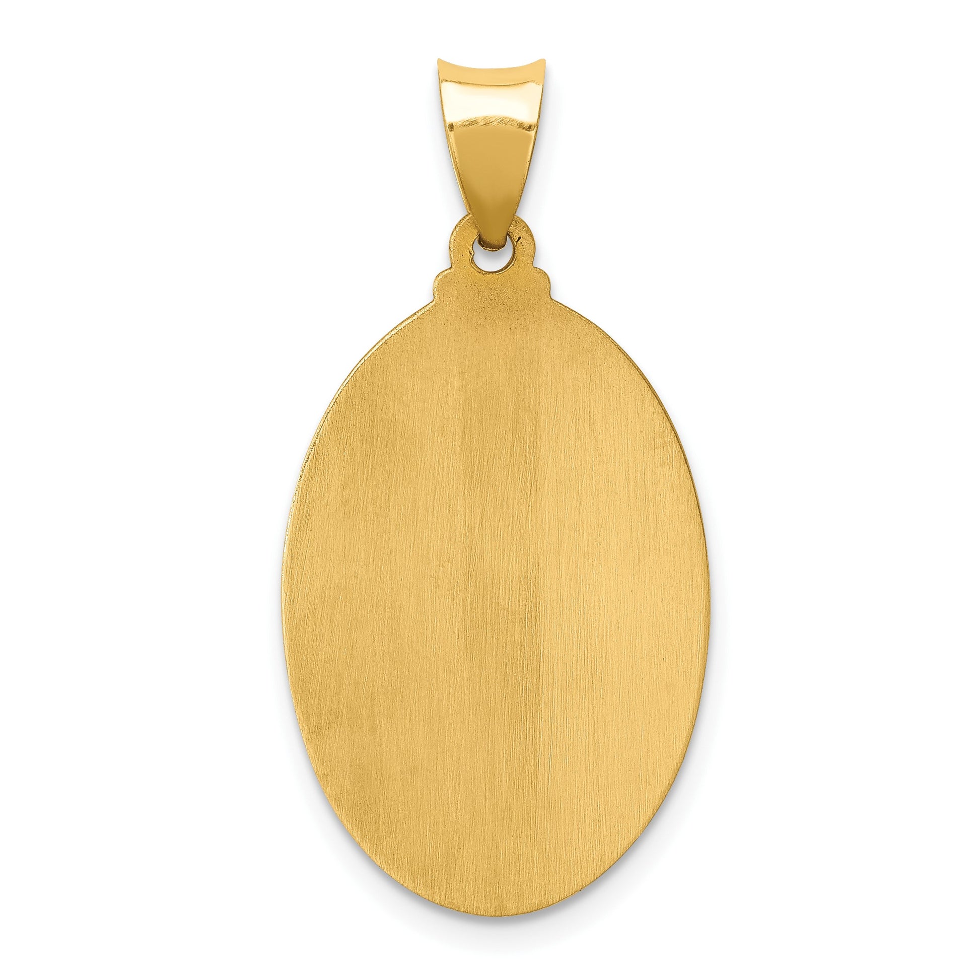 14k Polished and Satin Hollow St Jude Thaddeus Medal Oval Pendant