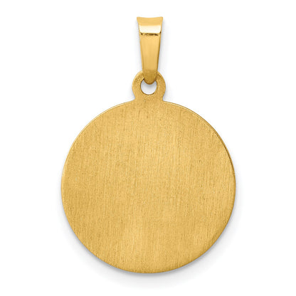 14k Polished and Satin Hollow St Mark Medal Round Pendant