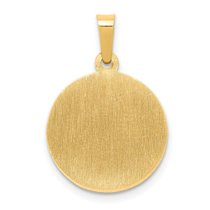 14k Polished and Satin Hollow St. Michael Medal Round Pendant
