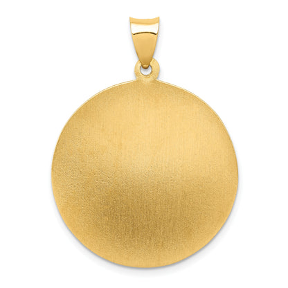 14k Polished and Satin Hollow Large St. Michael Medal Round Pendant