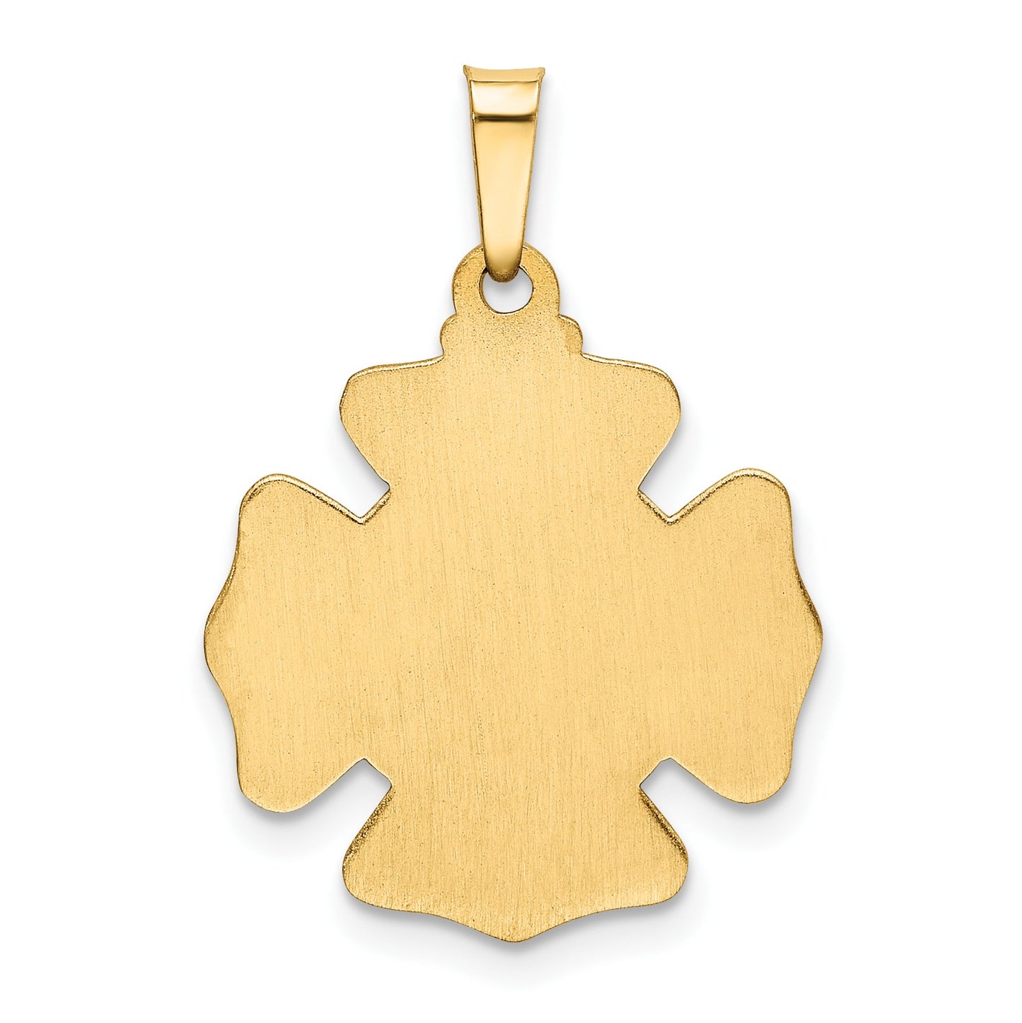 14k Polished and Satin Hollow St Florian F.D. Badge Medal Pendant