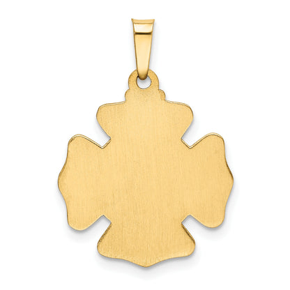 14k Polished and Satin Hollow St Florian F.D. Badge Medal Pendant