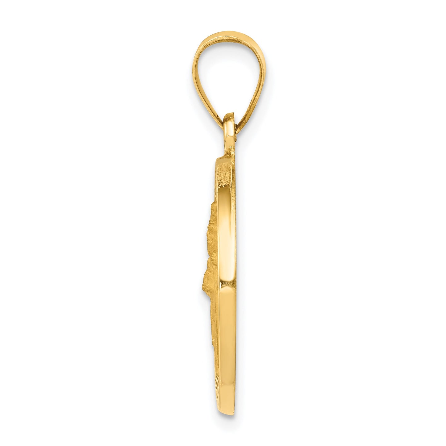 14k Polished and Satin Hollow St Patrick Medal Round Pendant
