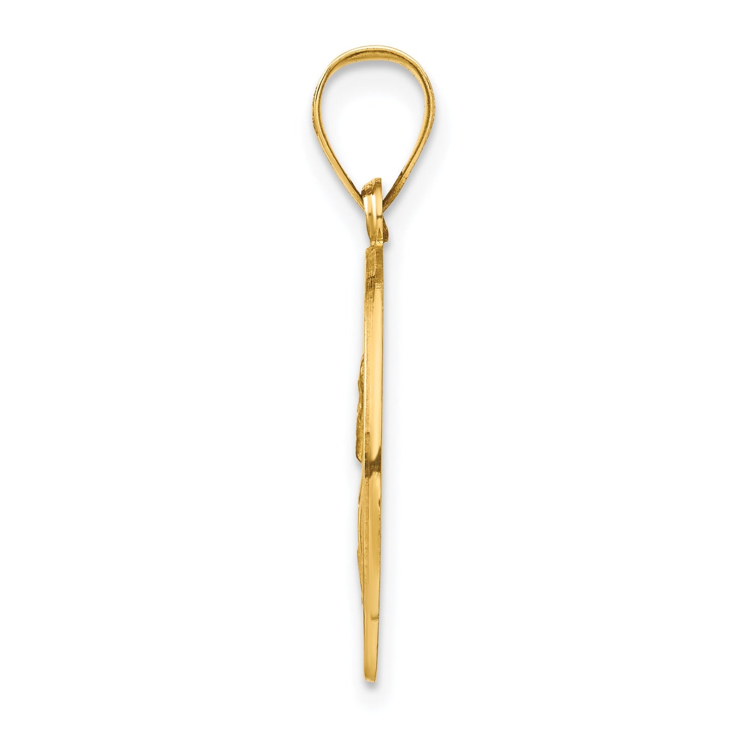 14k Polished and Satin Hollow St Paul Medal Round Pendant