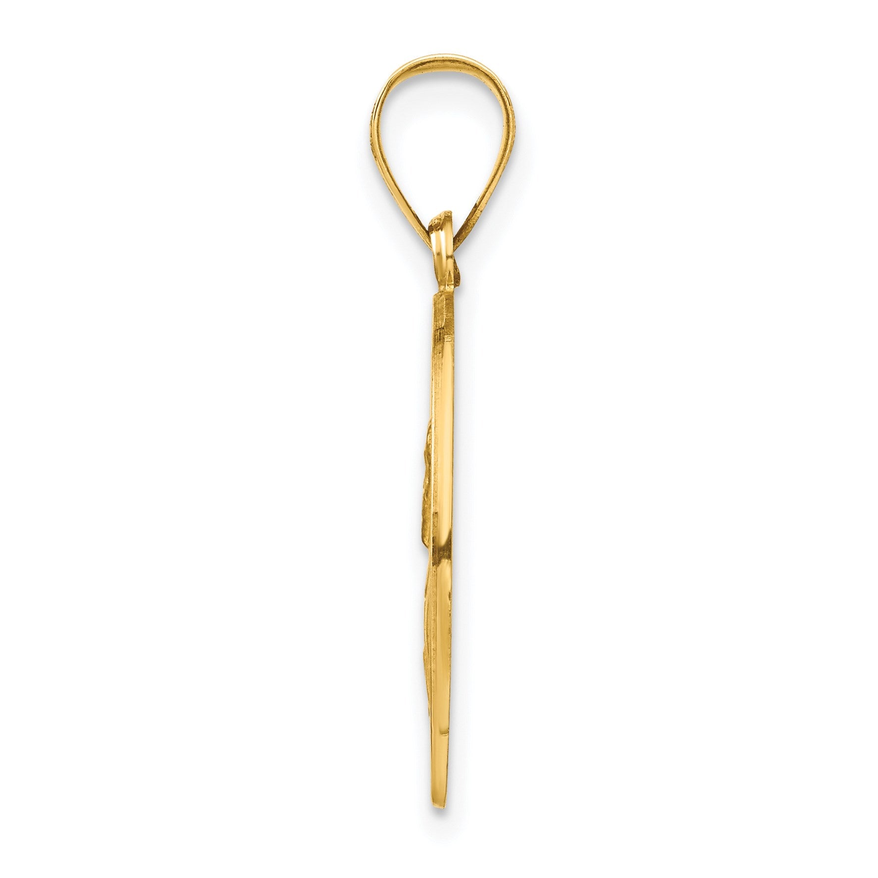 14k Polished and Satin Hollow St Paul Medal Round Pendant