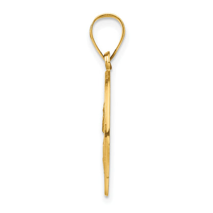 14k Polished and Satin Hollow St Paul Medal Round Pendant