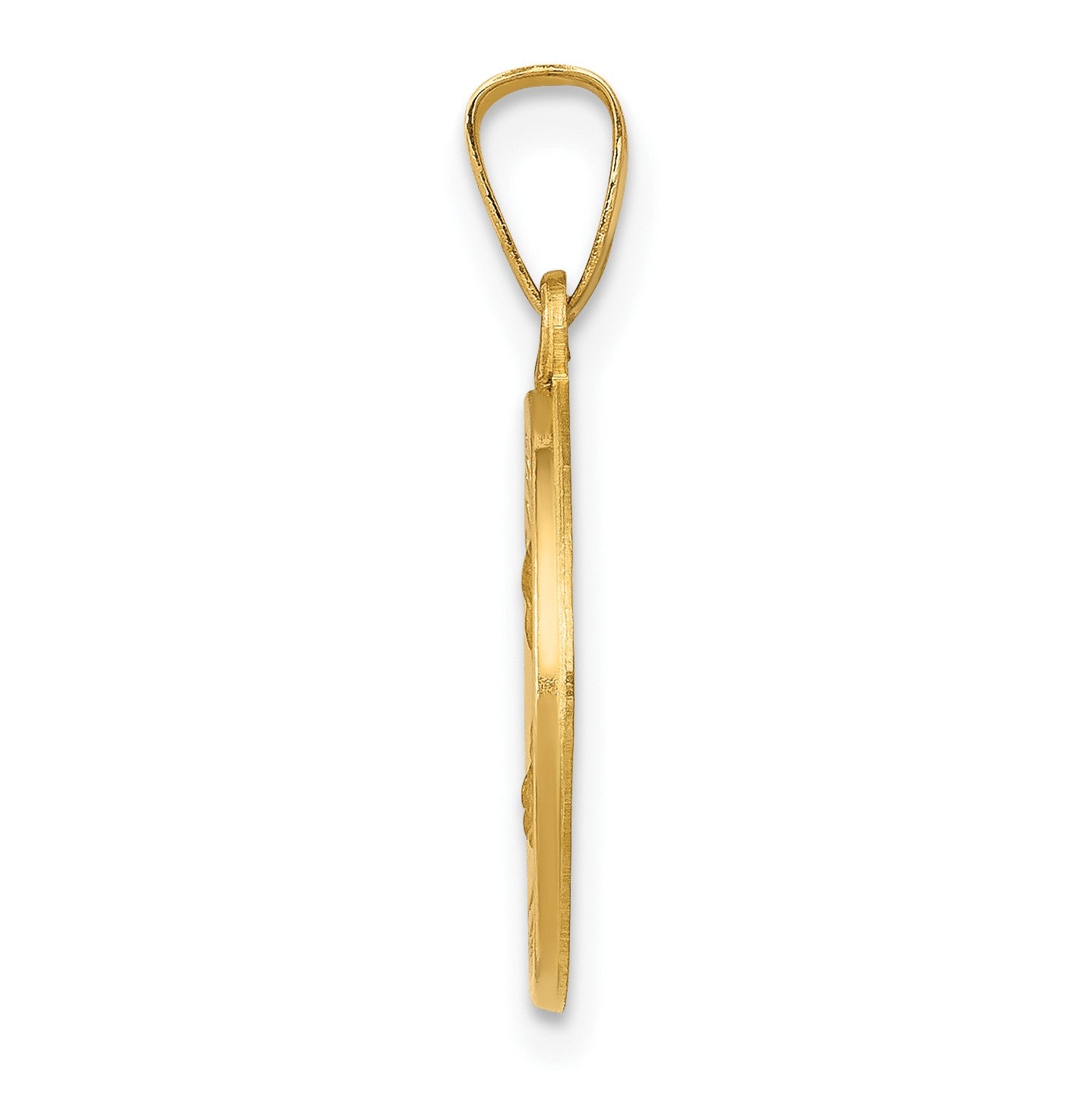 14k Polished and Satin Hollow St Theresa Medal Round Pendant