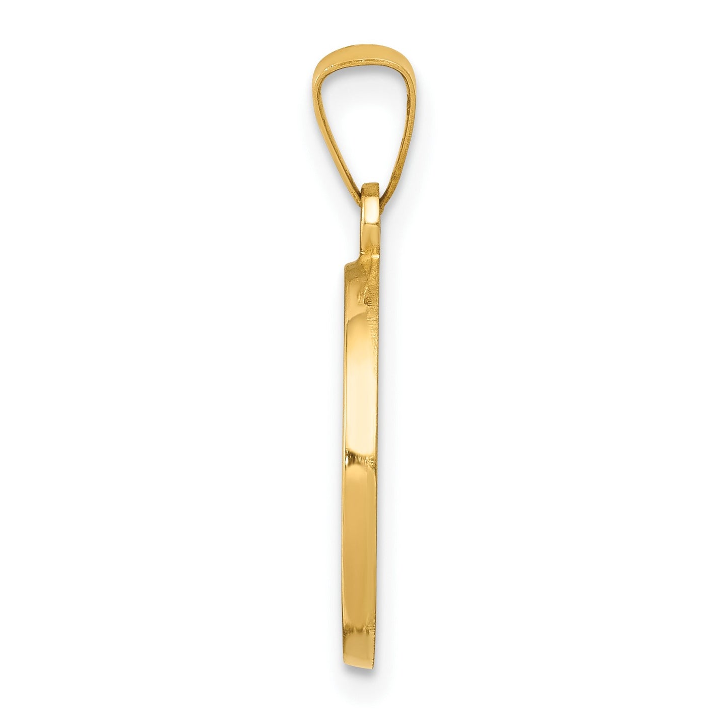 14k Polished and Satin Hollow FIRST HOLY COMMUNION Medal Round Pendant