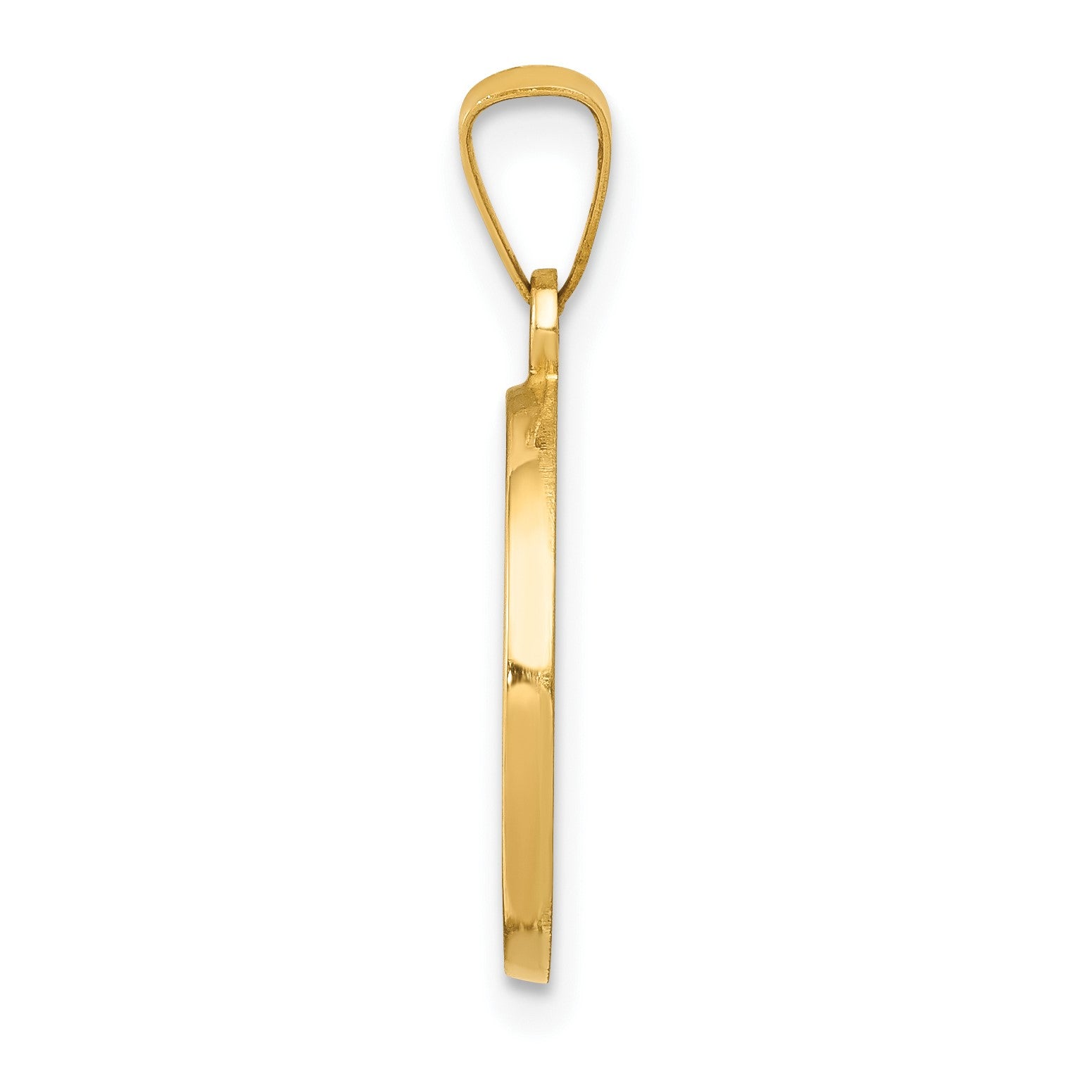 14k Polished and Satin Hollow FIRST HOLY COMMUNION Medal Round Pendant