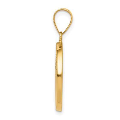 14k Polished and Satin Hollow FIRST HOLY COMMUNION Medal Round Pendant