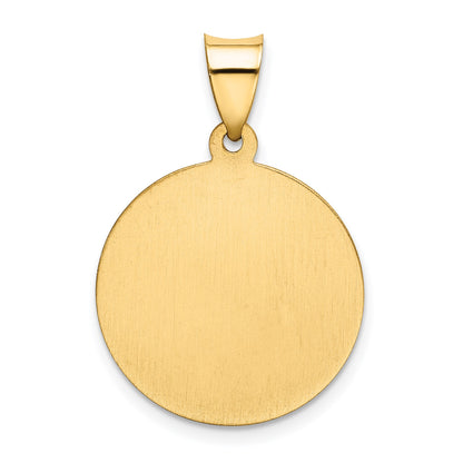 14k Polished and Satin Hollow FIRST HOLY COMMUNION Medal Round Pendant