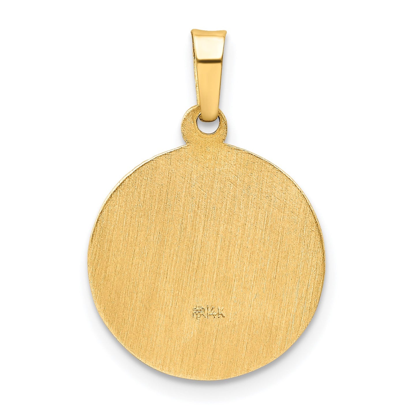 14k Polished and Satin Hollow CONFIRMATION Medal Round Pendant
