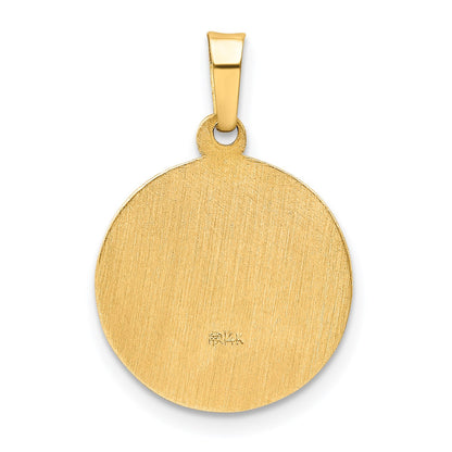 14k Polished and Satin Hollow CONFIRMATION Medal Round Pendant
