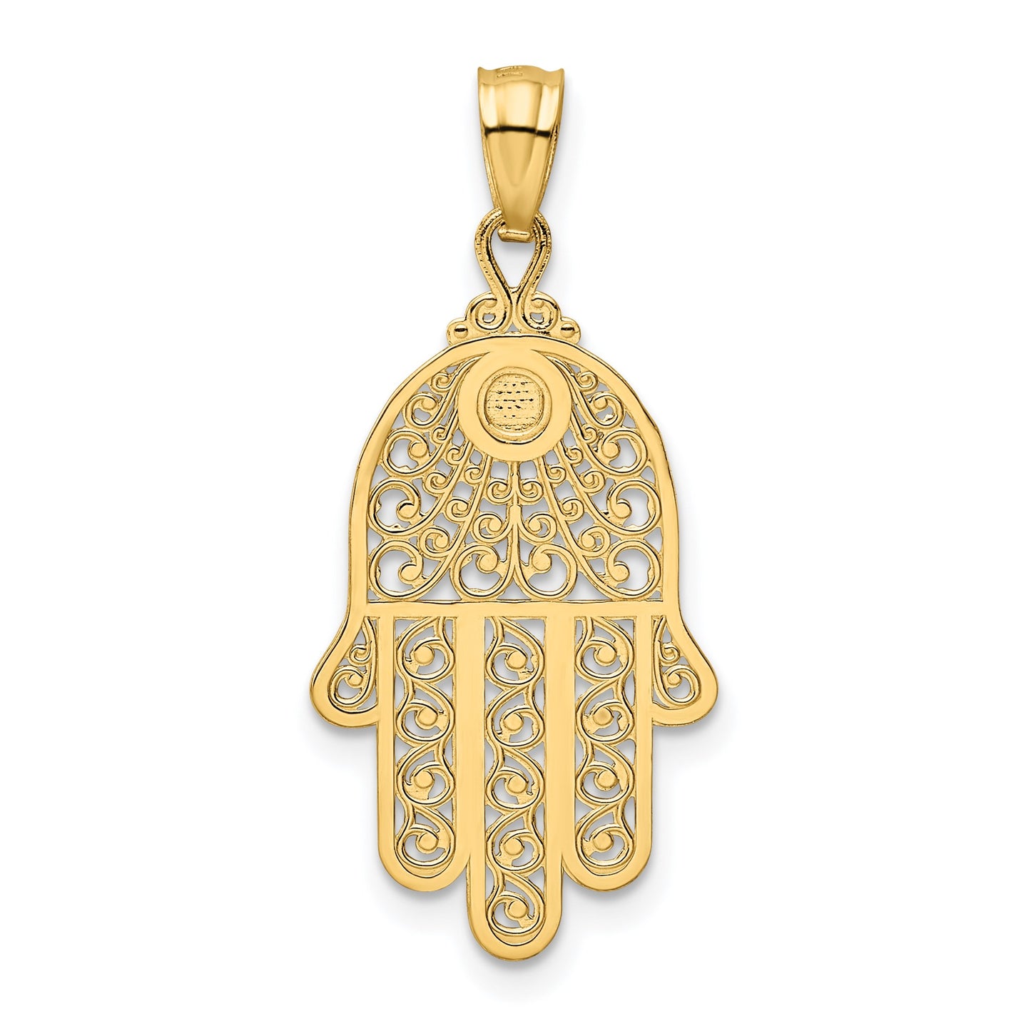 14k Hamsa Hand of God Filigree Pendant