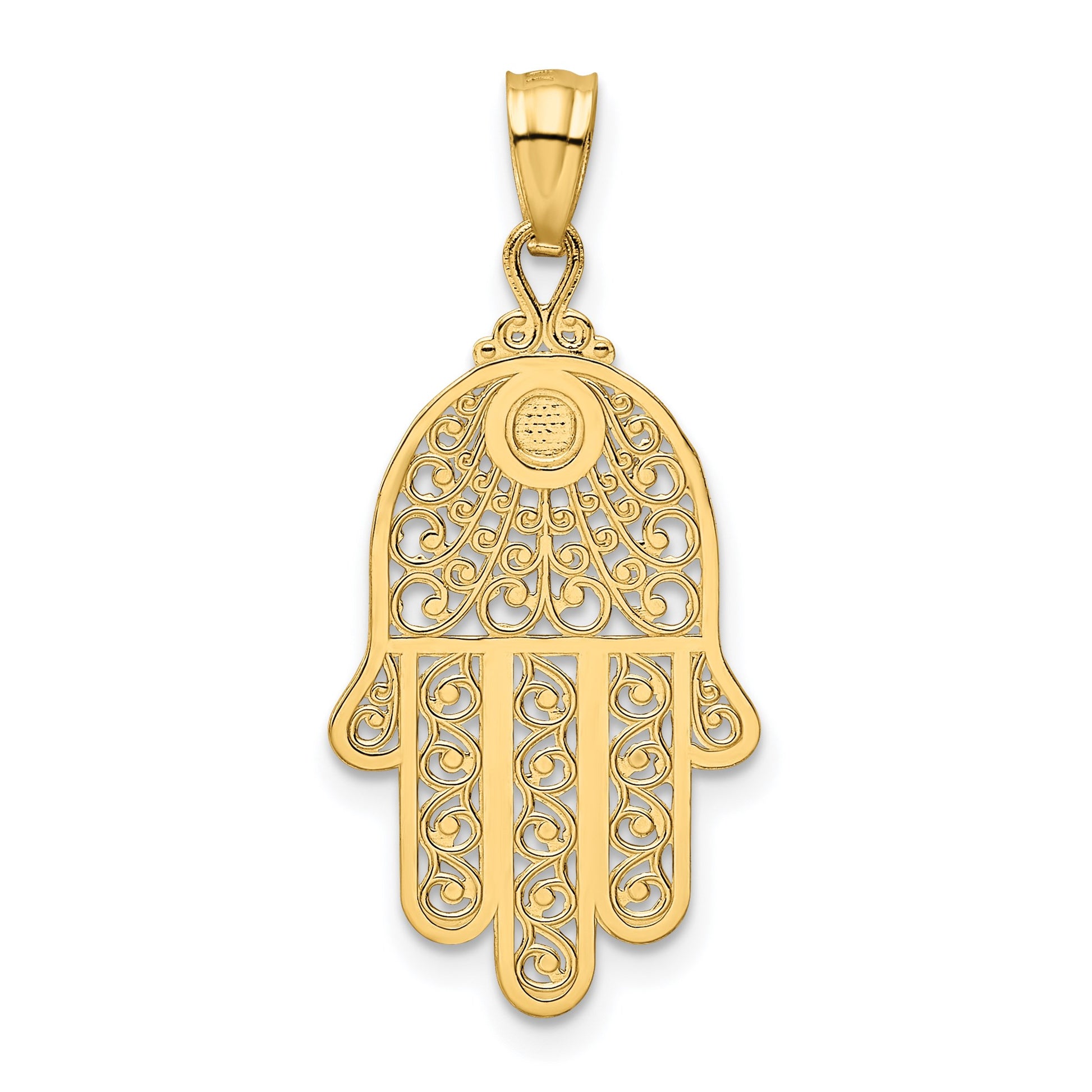 14k Hamsa Hand of God Filigree Pendant