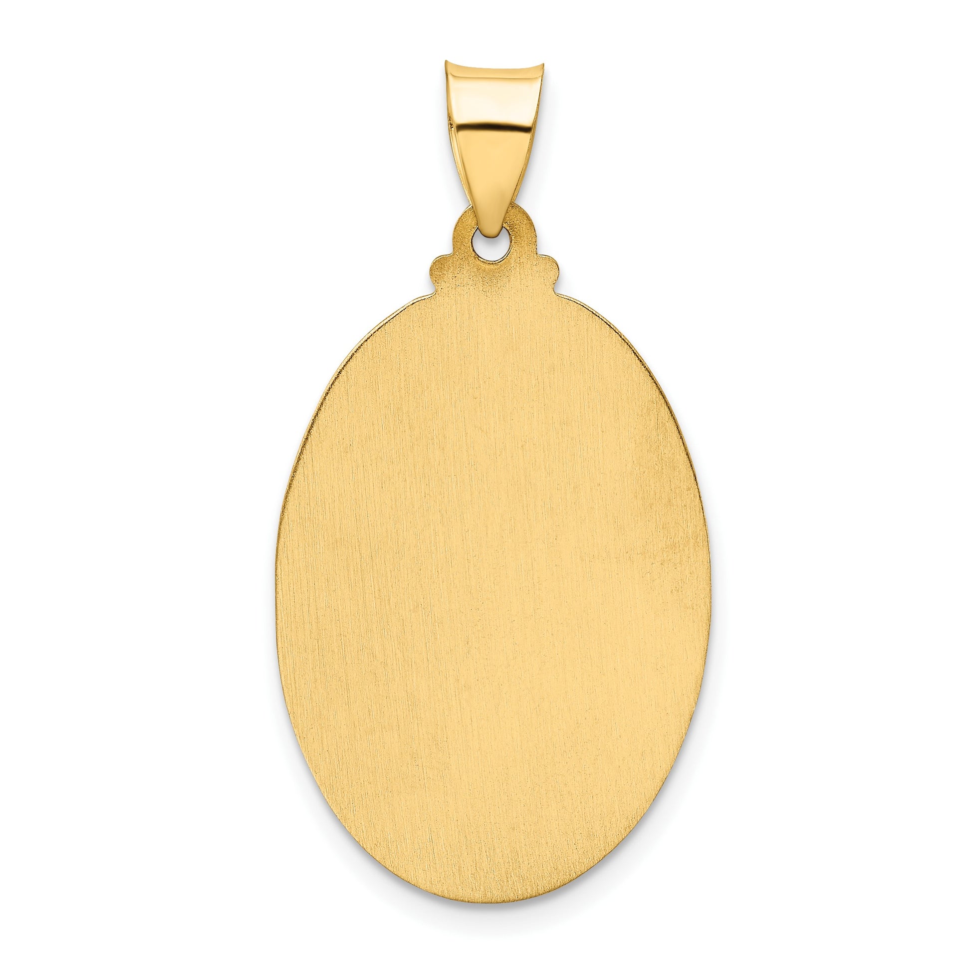 14k Polished and Satin Hollow St Christopher Medal Oval Pendant