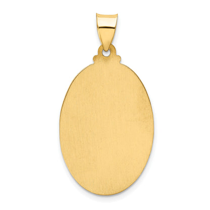 14k Polished and Satin Hollow St Christopher Medal Oval Pendant