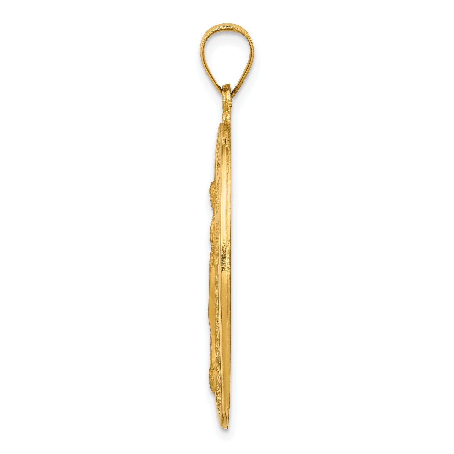 14k Polished and Satin Hollow Miraculous Medal Oval Pendant