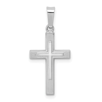 14K White Gold Polished Latin Cross Pendant