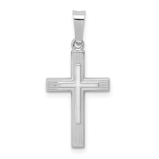 14K White Gold Polished Latin Cross Pendant